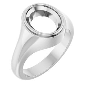 18K White Gold 11x9 mm Oval Bezel-Set Ring Mounting – image 2