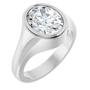 18K White Gold 11x9 mm Oval Bezel-Set Ring Mounting