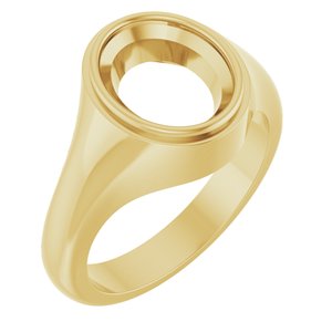 18K Yellow Gold 11x9 mm Oval Bezel-Set Ring Mounting – image 2
