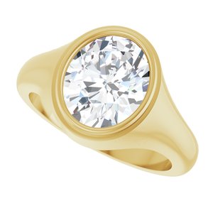 18K Yellow Gold 11x9 mm Oval Bezel-Set Ring Mounting – image 8