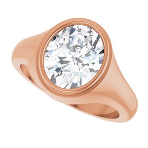 18K Rose Gold 11x9 mm Oval Bezel-Set Ring Mounting – image 8