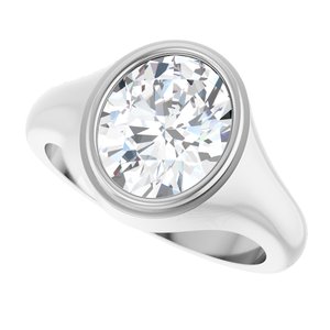18K White Gold 11x9 mm Oval Bezel-Set Ring Mounting – image 8