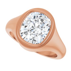 10K Rose Gold 11x9 mm Elongated Cushion Bezel-Set Ring Mounting – image 8
