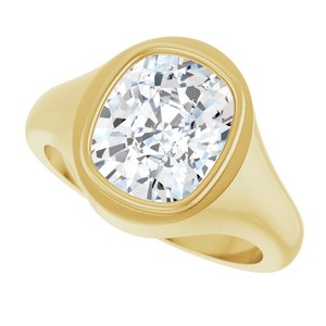 10K Yellow Gold 11x9 mm Elongated Cushion Bezel-Set Ring Mounting – image 8
