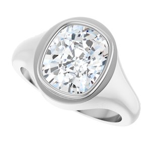 18K White Gold 11x9 mm Elongated Cushion Bezel-Set Ring Mounting – image 8