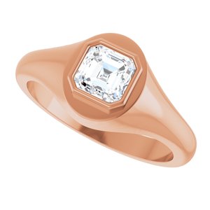 18K Rose Gold 5.5x5.5 mm Asscher Bezel-Set Ring Mounting – image 8