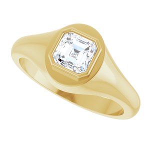 18K Yellow Gold 5.5x5.5 mm Asscher Bezel-Set Ring Mounting – image 8
