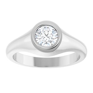 10K White Gold 6 mm Round Bezel-Set Ring Mounting – image 5