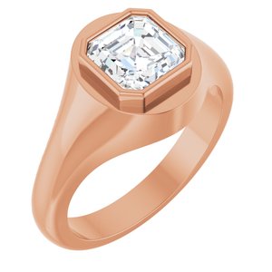 14K Rose Gold 7x7 mm Asscher Bezel-Set Ring Mounting