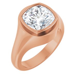 18K Rose Gold 10x10 mm Cushion Bezel-Set Ring Mounting