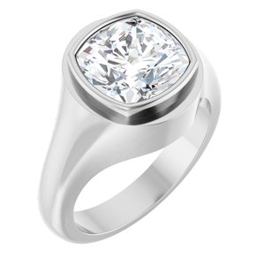 10K White Gold 10x10 mm Cushion Bezel-Set Ring Mounting