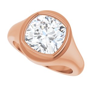 10K Rose Gold 10x10 mm Cushion Bezel-Set Ring Mounting – image 8