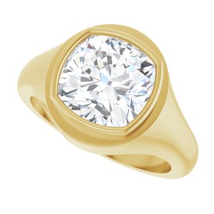 10K Yellow Gold 10x10 mm Cushion Bezel-Set Ring Mounting – image 8