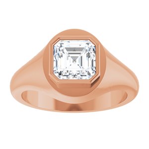 14K Rose Gold 7x7 mm Asscher Bezel-Set Ring Mounting – image 5