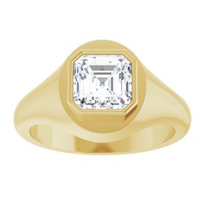 14K Yellow Gold 7x7 mm Asscher Bezel-Set Ring Mounting – image 5