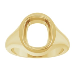18K Yellow Gold 11x9 mm Elongated Cushion Bezel-Set Ring Mounting – image 6
