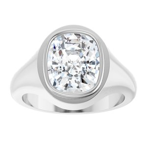10K White Gold 11x9 mm Elongated Cushion Bezel-Set Ring Mounting – image 5