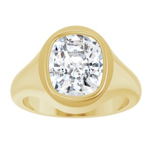 10K Yellow Gold 11x9 mm Elongated Cushion Bezel-Set Ring Mounting – image 5