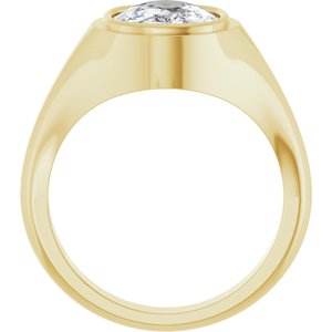 18K Yellow Gold 11x9 mm Elongated Cushion Bezel-Set Ring Mounting – image 3