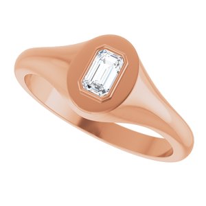 14K Rose Gold 5x3 mm Emerald Bezel-Set Ring Mounting – image 8