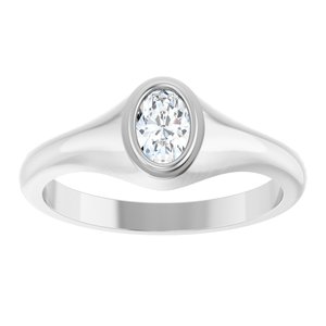 14K White Gold 6x4 mm Oval Bezel-Set Ring Mounting – image 5