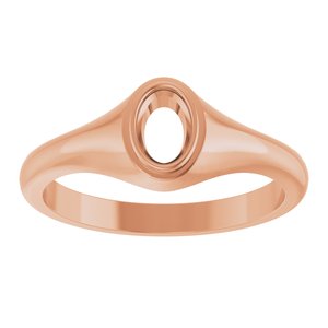 14K Rose Gold 6x4 mm Oval Bezel-Set Ring Mounting – image 6