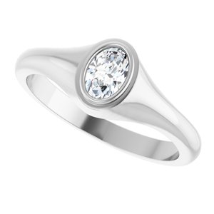 14K White Gold 6x4 mm Oval Bezel-Set Ring Mounting – image 8