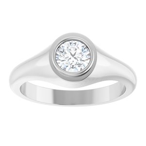 14K White Gold 5.8 mm Round Bezel-Set Ring Mounting – image 5