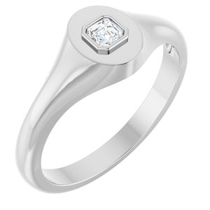 Sterling Silver 3x3 mm Asscher Bezel-Set Ring Mounting