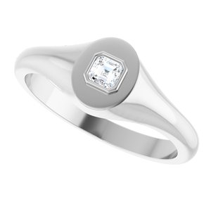 Platinum 3x3 mm Asscher Bezel-Set Ring Mounting – image 8