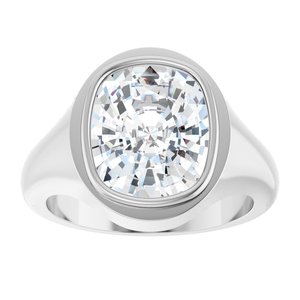 14K X1 White Gold 12x10 mm Elongated Cushion Bezel-Set Ring Mounting – image 5
