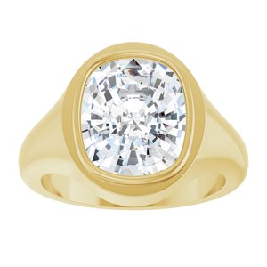 14K Yellow Gold 12x10 mm Elongated Cushion Bezel-Set Ring Mounting – image 5