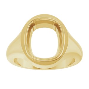 14K Yellow Gold 12x10 mm Elongated Cushion Bezel-Set Ring Mounting – image 6