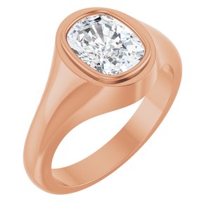 18K Rose Gold 9x7 mm Elongated Cushion Bezel-Set Ring Mounting