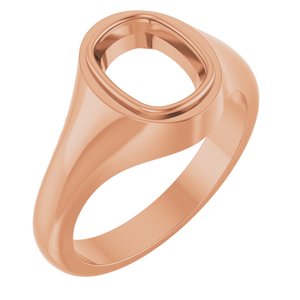 18K Rose Gold 9x7 mm Elongated Cushion Bezel-Set Ring Mounting – image 2