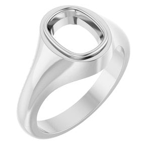14K X1 White Gold 9x7 mm Elongated Cushion Bezel-Set Ring Mounting – image 2