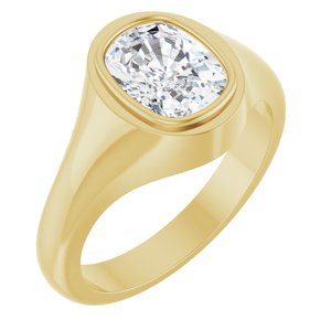 14K Yellow Gold 9x7 mm Elongated Cushion Bezel-Set Ring Mounting