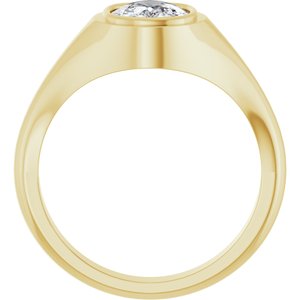 18K Yellow Gold 9x7 mm Elongated Cushion Bezel-Set Ring Mounting – image 3
