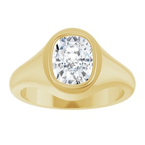 14K Yellow Gold 9x7 mm Elongated Cushion Bezel-Set Ring Mounting – image 5