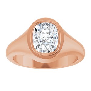14K Rose Gold 9x7 mm Elongated Cushion Bezel-Set Ring Mounting – image 5