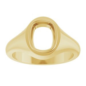 18K Yellow Gold 9x7 mm Elongated Cushion Bezel-Set Ring Mounting – image 6