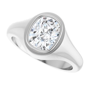 Sterling Silver 9x7 mm Elongated Cushion Bezel-Set Ring Mounting – image 8