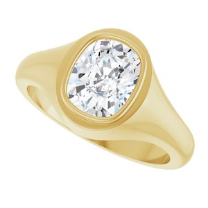 10K Yellow Gold 9x7 mm Elongated Cushion Bezel-Set Ring Mounting – image 8