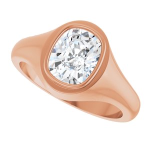 14K Rose Gold 9x7 mm Elongated Cushion Bezel-Set Ring Mounting – image 8
