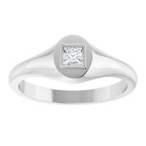 18K White Gold 3.25x3.25 mm Square Bezel-Set Ring Mounting – image 5