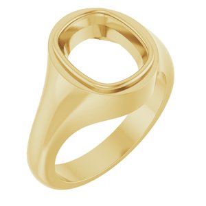 18K Yellow Gold 11x9 mm Elongated Cushion Bezel-Set Ring Mounting – image 2
