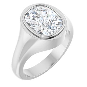 Platinum 11x9 mm Elongated Cushion Bezel-Set Ring Mounting