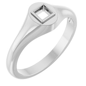 18K White Gold 3.25x3.25 mm Square Bezel-Set Ring Mounting – image 2