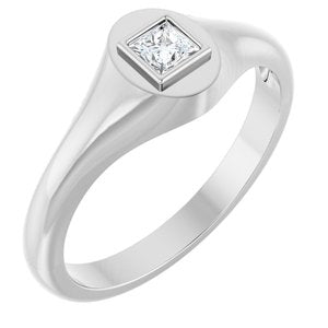 14K White Gold 3.25x3.25 mm Square Bezel-Set Ring Mounting
