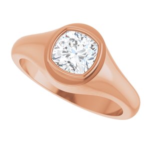 10K Rose Gold 6.5x6.5 mm Cushion Bezel-Set Ring Mounting – image 8